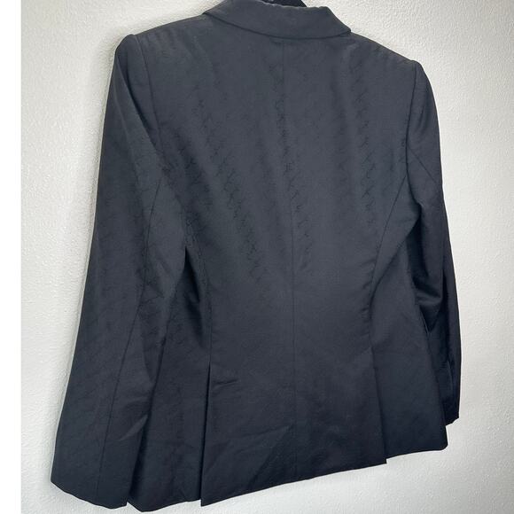 Stella McCartney Black Wool Embossed Double Breasted Button Blazer 46 / L - Picture 7 of 15